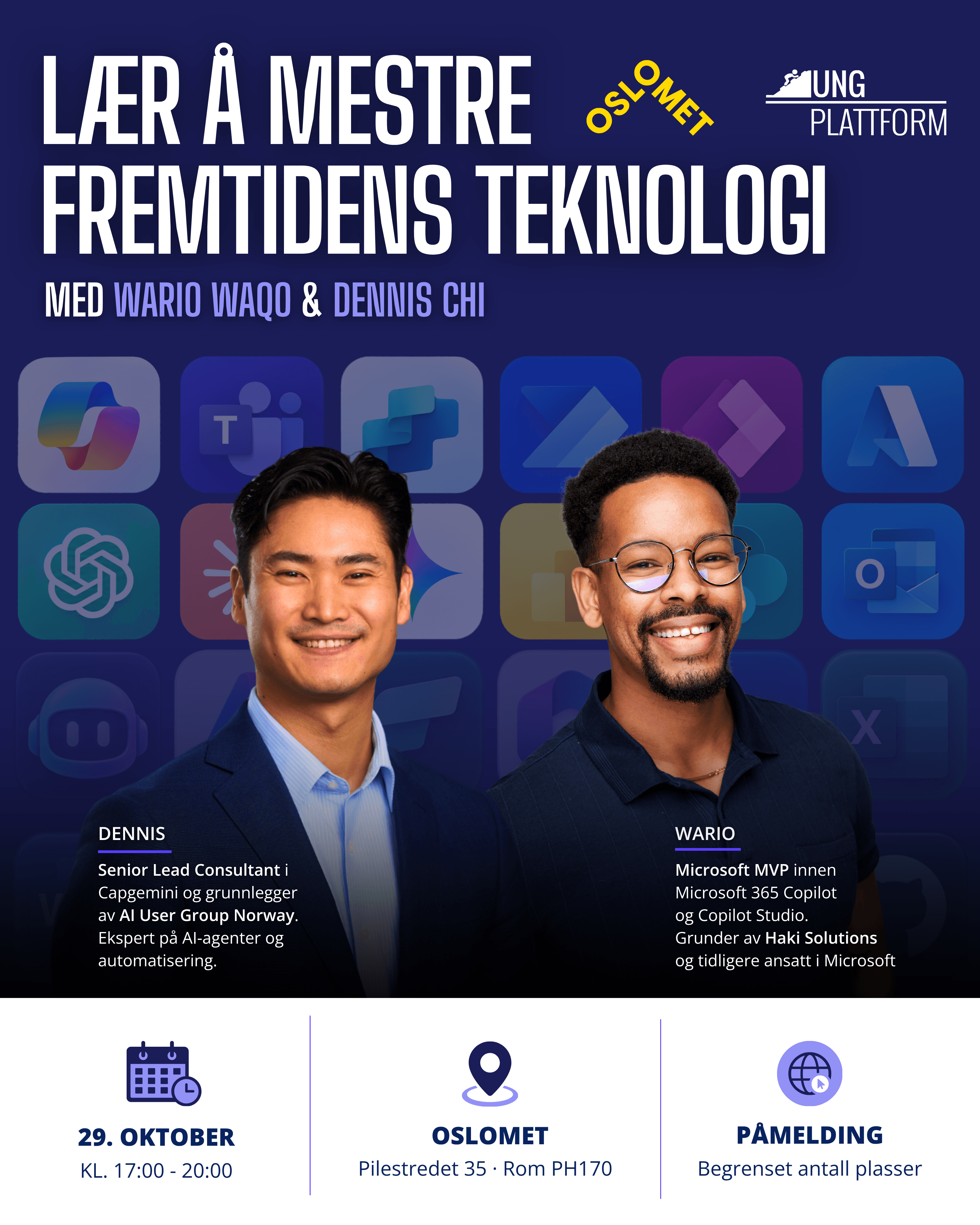 Bli med på en inspirerende kveld med Wario Waqo og Dennis Chi – og oppdag hva teknologien kan bety for deg.